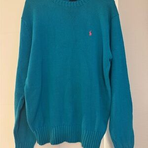 Ralph Lauren Blue Crewneck Sweater with Classic Knit